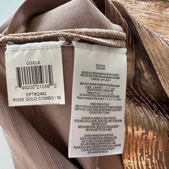 BCBG MaxAzria Gisela Rose Gold Foil Effect Bandage Mini Dress Size M - Picture 6 of 7